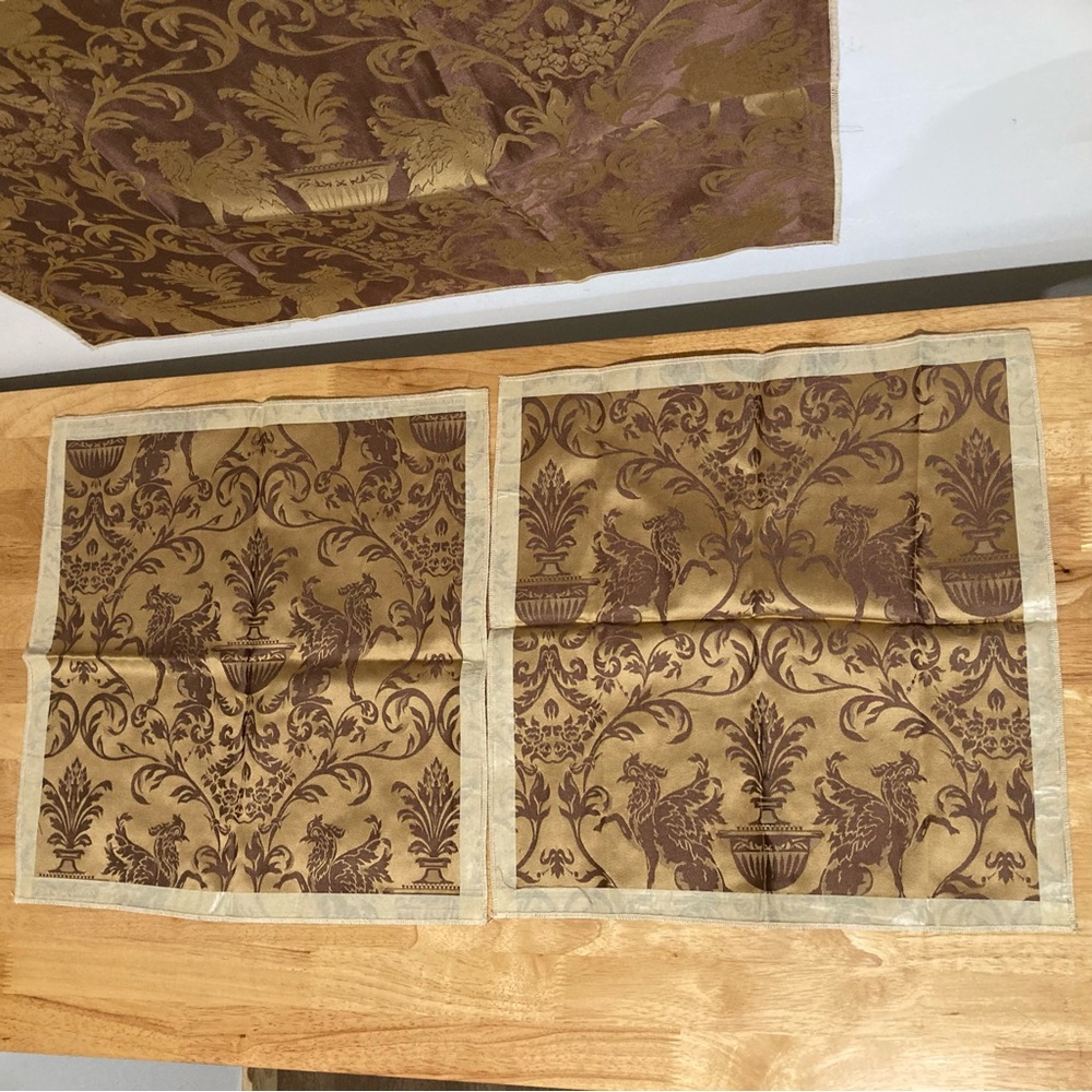 3 Griffin Damask Fabric Samples Brown Classical Remnant Memo Samples 2000s Vtg - Picture 11 of 15
